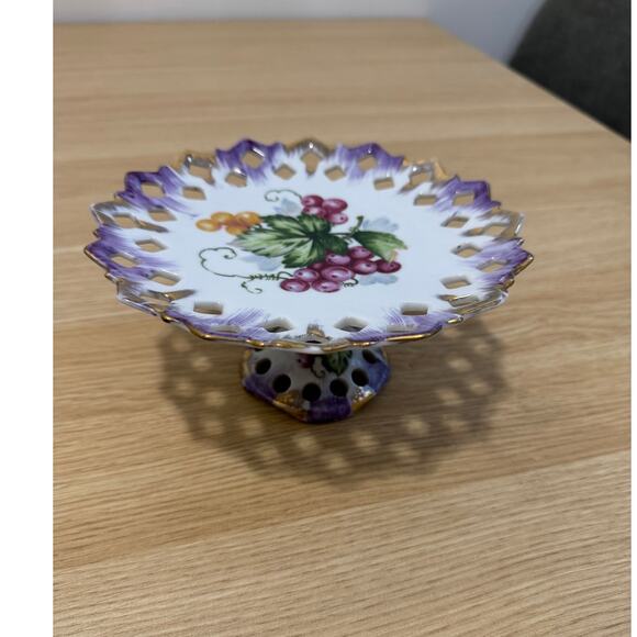 Lefton China Pedestal Plate VINTAGE - Picture 3 of 8